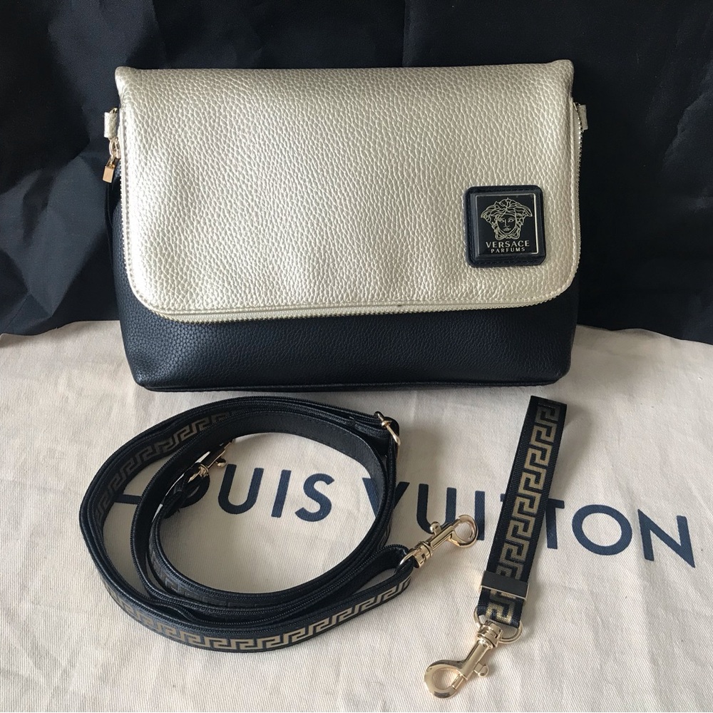 VERSACE black & gold crossbody bag